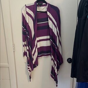 Lane Bryant Purple and Cream Striped Cardigan